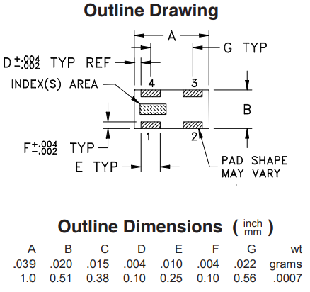 Mechanical Drawing - Mini-Circuits LDPO-33-53+ Ceramic Diplexer